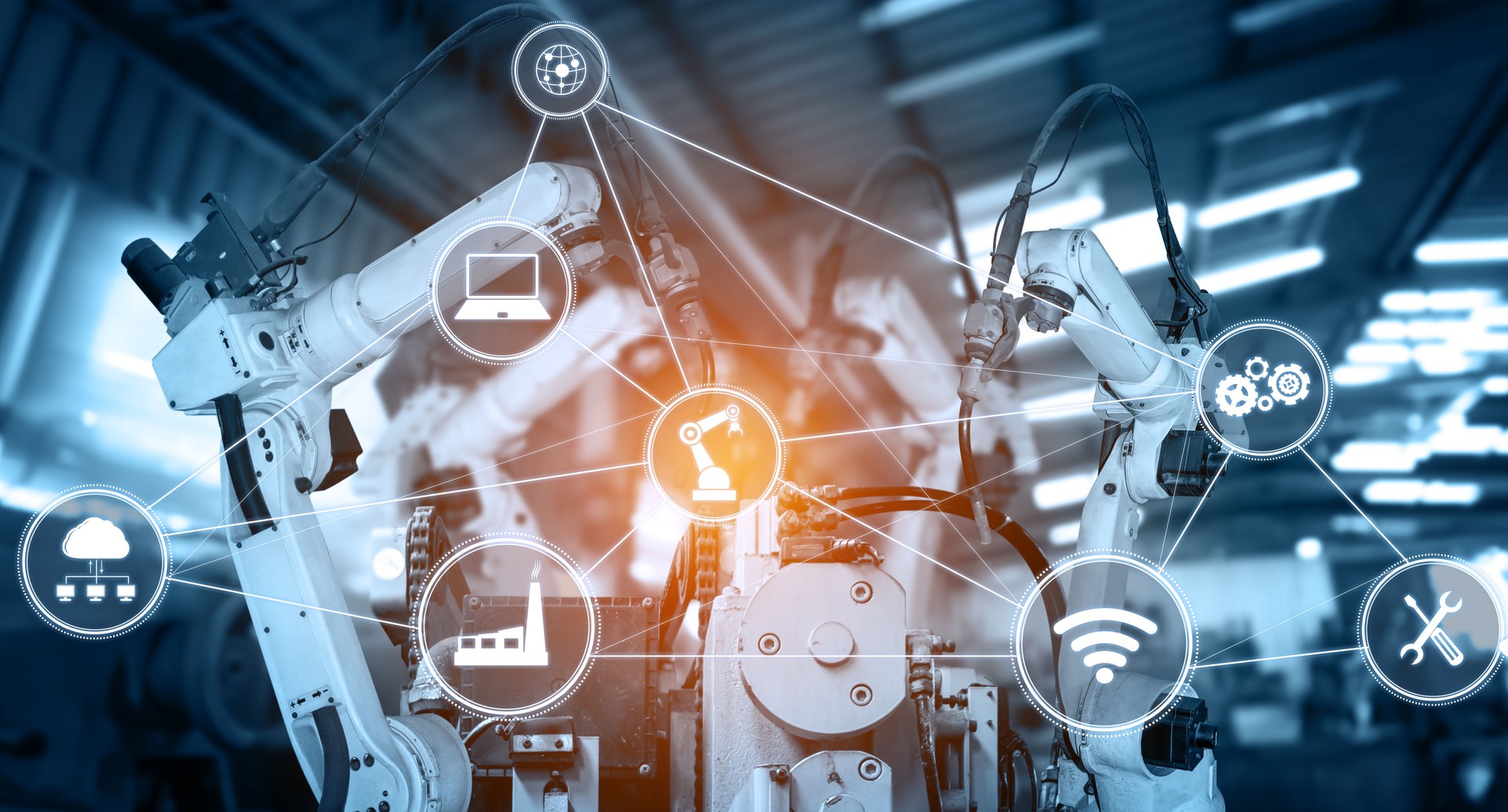 Smart industry robot arms for digital factory production technology